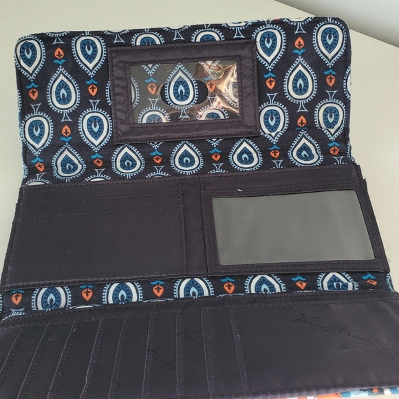 Vera Bradley Marrakesh Navy Blue Pailsey Wallet - Picture 3 of 4